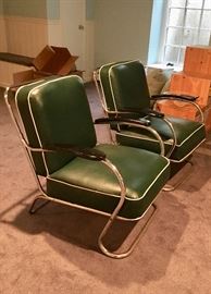 Mid-century green "waiting room" chairs 