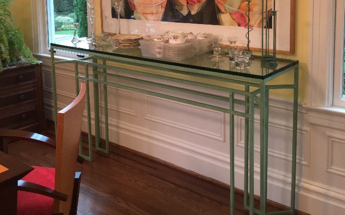 Iron & glass console table 