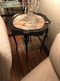 Antique end table marble top