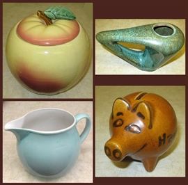 Apple Cookie Jar, Mid Century Modern Vase, Vintage Pitcher and Cute Piggy Bank 