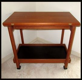 Danish Modern Hinged Top Teak Table with Top Closed and Pull Out Tray  