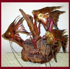 Vintage Metal Fish Sculpture 