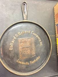Antique Advertising Ballard & Ballard Cast Iron flat Skillet no 10