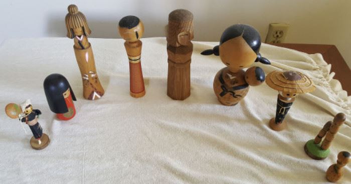HPT014 Vintage Japanese Wood Kokeshi Dolls & More
