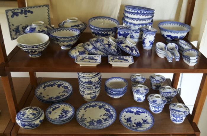 HPT064 Oriental Blue & White Soup Bowls, Tea Cups and More
