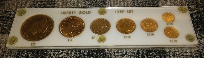 CARSON CITY GOLD COINS - 20, 10, 5 DOLLAR; $3 1855 P INDIAN PRINCES; $2.5 DOLLAR .LIBERTY; 1$ TYPE I; 1$ TYPE III