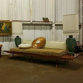 Floating Platform daybed/sofa, George nelson bubble lamp and Syroco wall clock.
