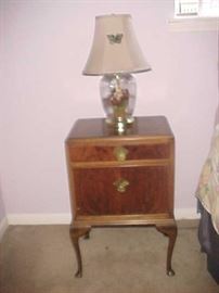 Pair of Antique Nightstands & Pair of Lamps