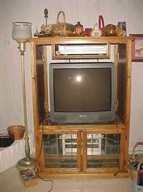 Entertainment Center, T.V., Collectibles & Floor Lamp