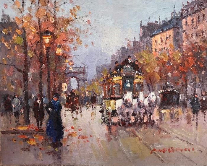 Morgan, Paris Boulevard  Painting, oil on canvas, 8 x 10 in.