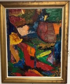 Helen Kravitt, Abstract, oil on canvas, 36 x 46 in. including  gold leaf frame, circa 1965