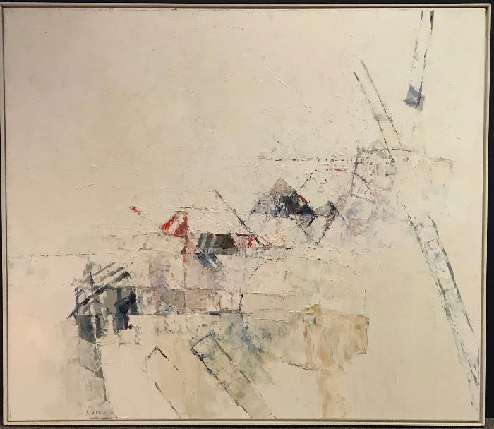 Cueni, oil on canvas, abstract II, 50 x 54 in. as framed, circa 1979