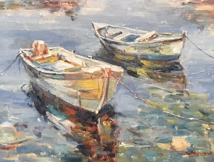 Twin Boats, oil on canvas, 12 x 16 in.