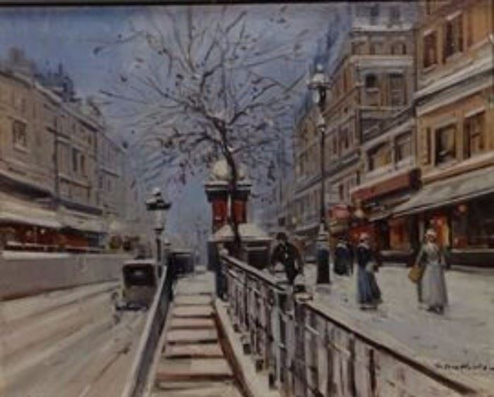 Henri, St. Martin Blvd., Paris, Winter, oil on panel, 13 x 16 in. +frame