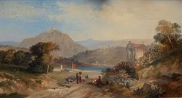 Lake Como, British School, oil on canvas, 28 x 48 in., + frame.  Circa 1860