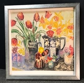 Devereaux, Color etching, ed. 100.  19 x 19 in. + frame