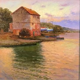 Gleb, Boat House, Agean, oil on canvas, 16 x 16 in.