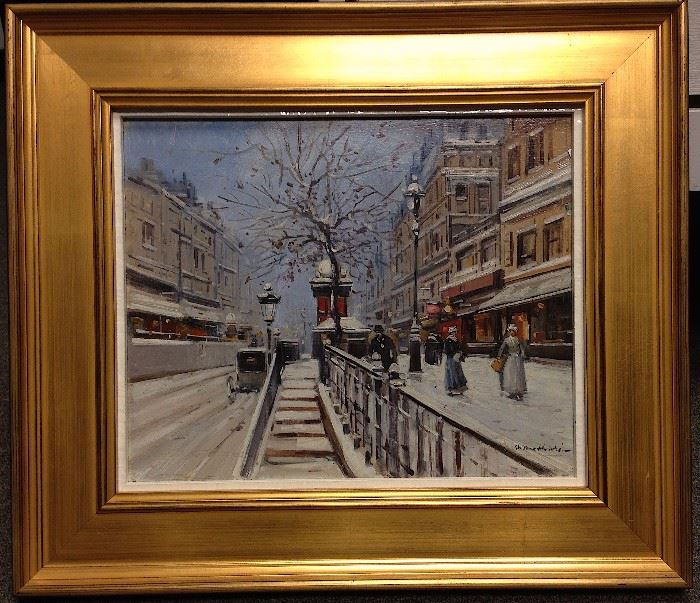 Henri, St.Martin Blvd., Paris, oil on panel, 13 x 16 in. + frame. circa 1955