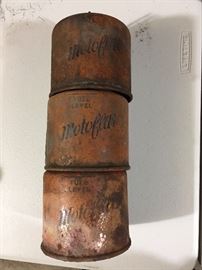 Antique Metal Fuel Containers with Wall Bracket