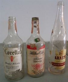Vintage Paper Label Whiskey Bottles