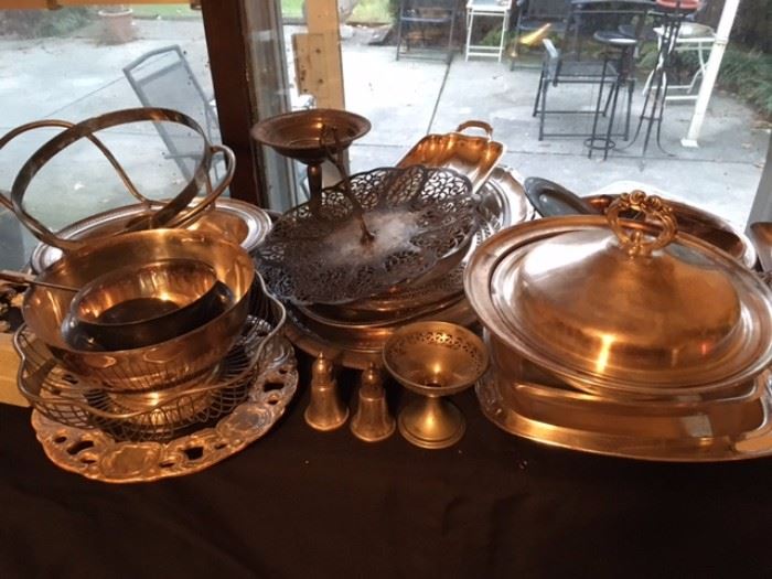Silver and silver plated serving pieces
