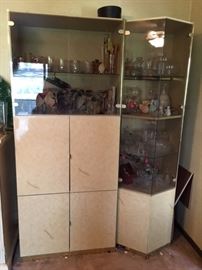 White/ivory lacquer cabinets and curio cabinet