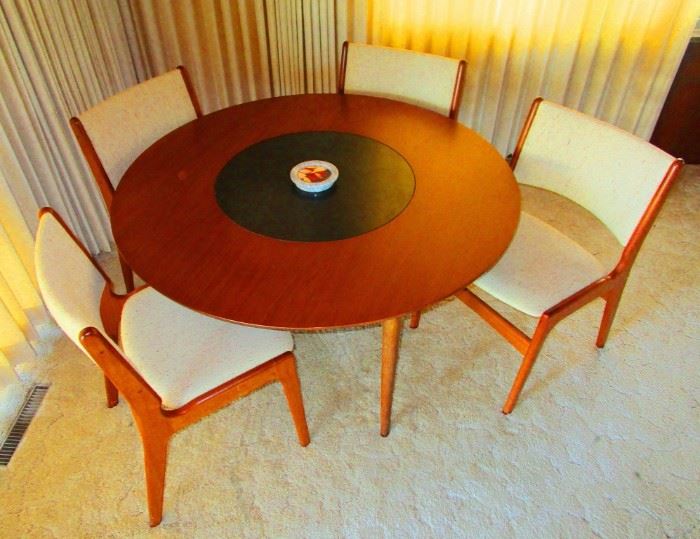 Mid Century Teak table w/ 4 chairs, Danish imports acquired during 1960 s at the long departed Indialantic Danish Import store--near mint condition--