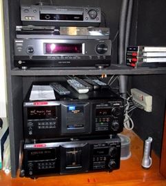 Twin Sony 400 Capacity CD Players--(800 disks total) Comes with Sony receiver-amplifier, VHS and DVD Players