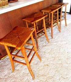 4 Wicker Top Bar Stools