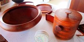 Teak Salad Bowls & Ice Bucket