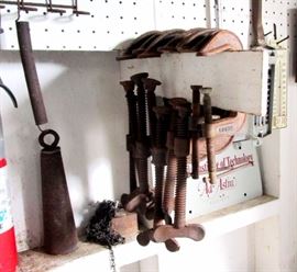 Clamps & old clock weight