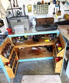 Mobile work bench on rollers with lots of storage looking for new home
