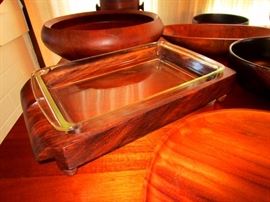 Teak salad bowls, platters and serving ware