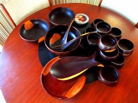 Rare Cocobola Wood from Central America--An entire salad and appetizer serving  compliment is available which includes a set of rare Cocobola Wood salad tongs and a fish dish.