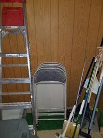 Ladder, Card Table Chairs & Tools 