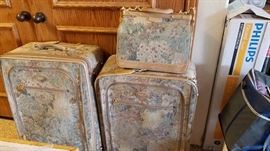 French Upholstered Luggage Set w/rollers