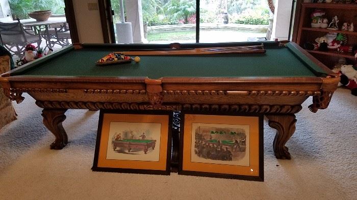 Vintage Pool Table by Olhausen ... refurbished in 2004 with "Accufast Bumpers" and new cloth & Billiards Art