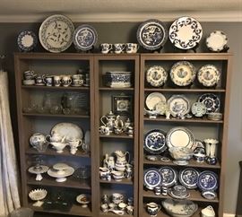 Willow ware and serving pieces