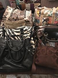 A large selection of coach bags