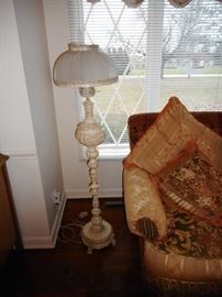 Vintage Hand Carved Hurricane Floor Lamp