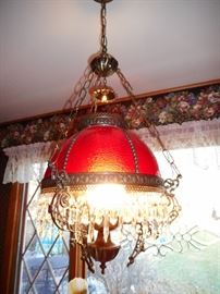 Antique Electrified Light Fixture, Prisms