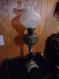 Antique Brass Ornate Globe Table Lamp