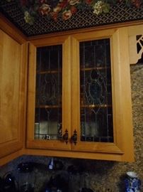 Kitchen Cabinet Leaded Glass for sale..bring your tape measure..and TOOLS..and 