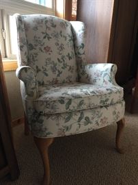Vintage wing back chair - meticulously re-upholstered by Ann in 1970's - companion to sofa