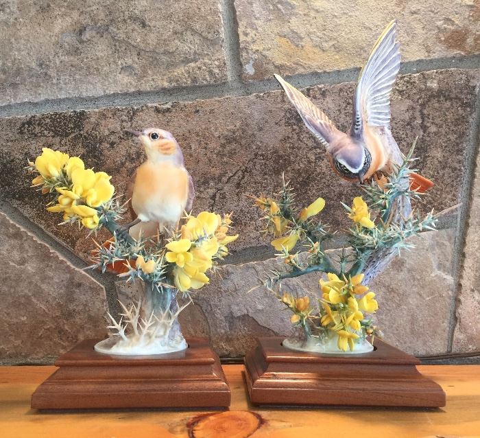 Royal Worcester Porcelain "American Redstart" pair by Dorothy Doughty - 1968 - Exquisite detailing in cactus flower and spines