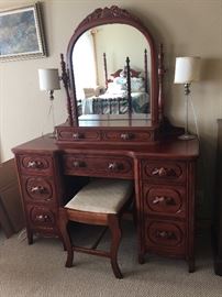 Cherry wood vanity/stool/mirror