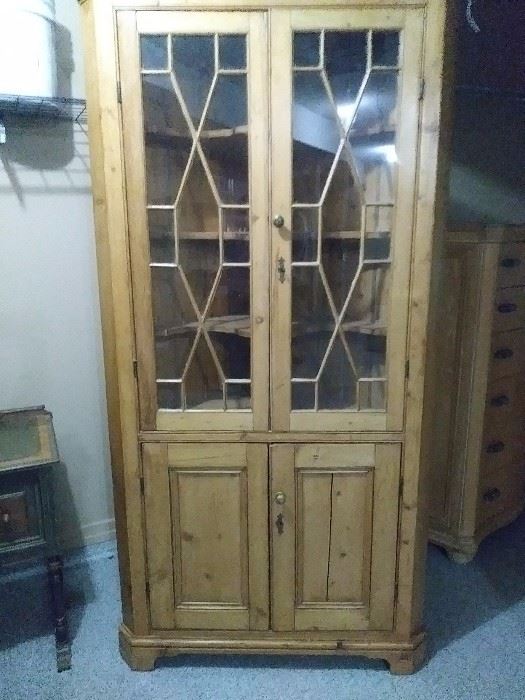 Antique Pine Corner Cabinet