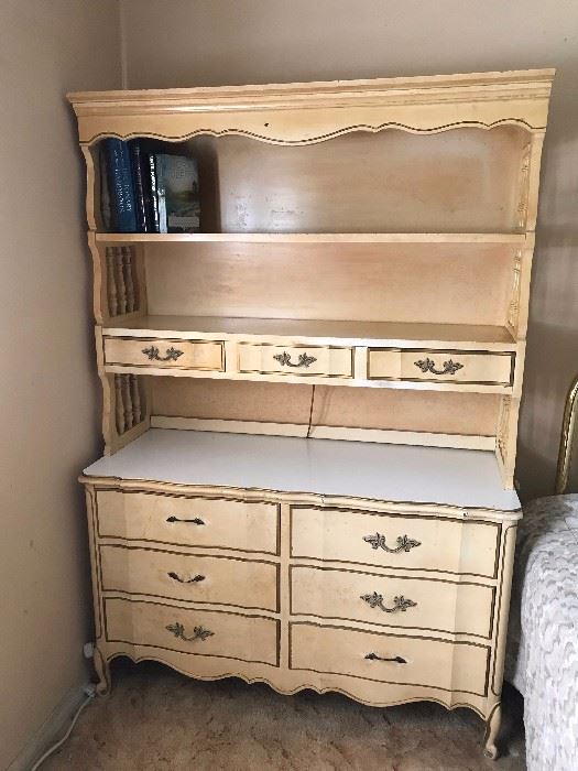This pieces comes with 4 other pieces.  Needs some TLC but solid and will make a gorgeous addition to any home or little girls room.  Hardware replacements can be purchased online easily