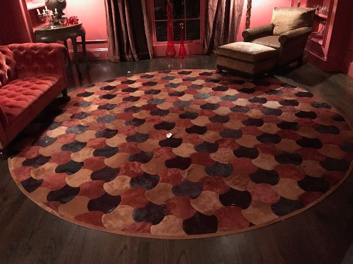 Custom round hide rug.
