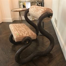 Designer bronze snake chair